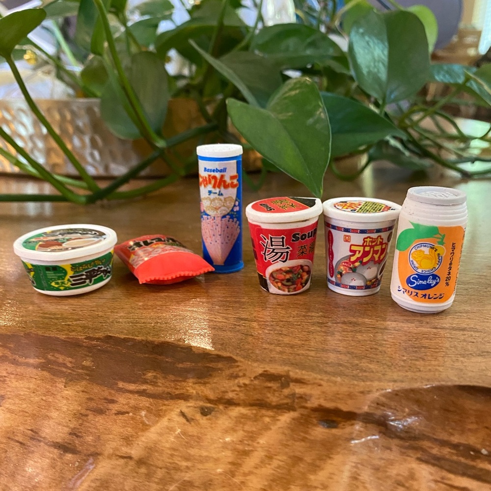 Japanese Food Small Mini Erasers Ramen Soup Soda set of 6 Iwako